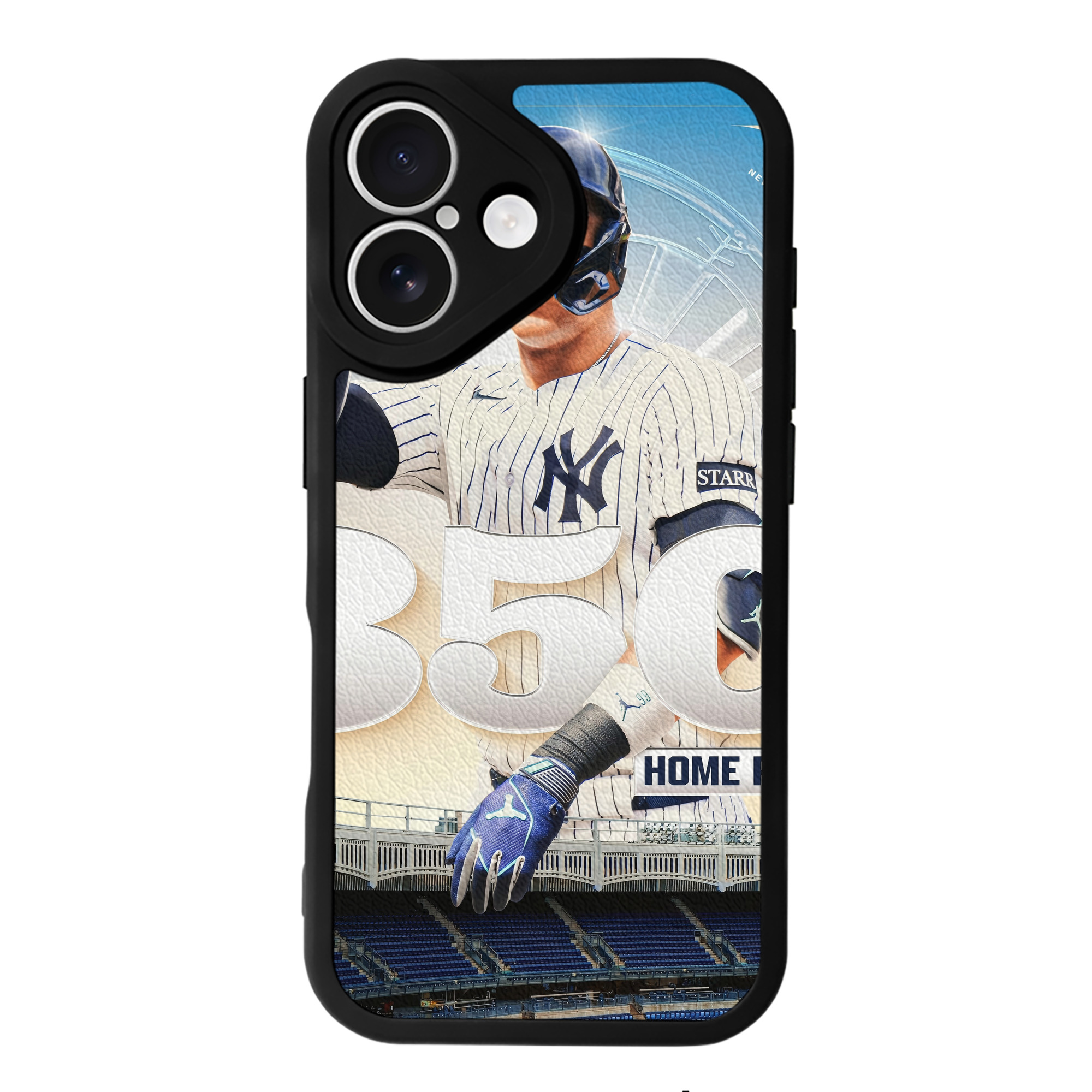 Aaron Judge's 350th Career Home Runs IPhone 16 Silicone Leather Case – UV Print, Lambskin Texture – Perfect Fit, Wireless Charging Compatible, Scratch Resistant, Precise Cutouts – Stylish Protection For IPhone 16